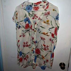 Express floral zip up blouse size large